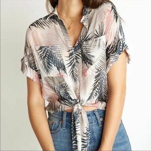 Cloth & Stone tie front Palm shirt
